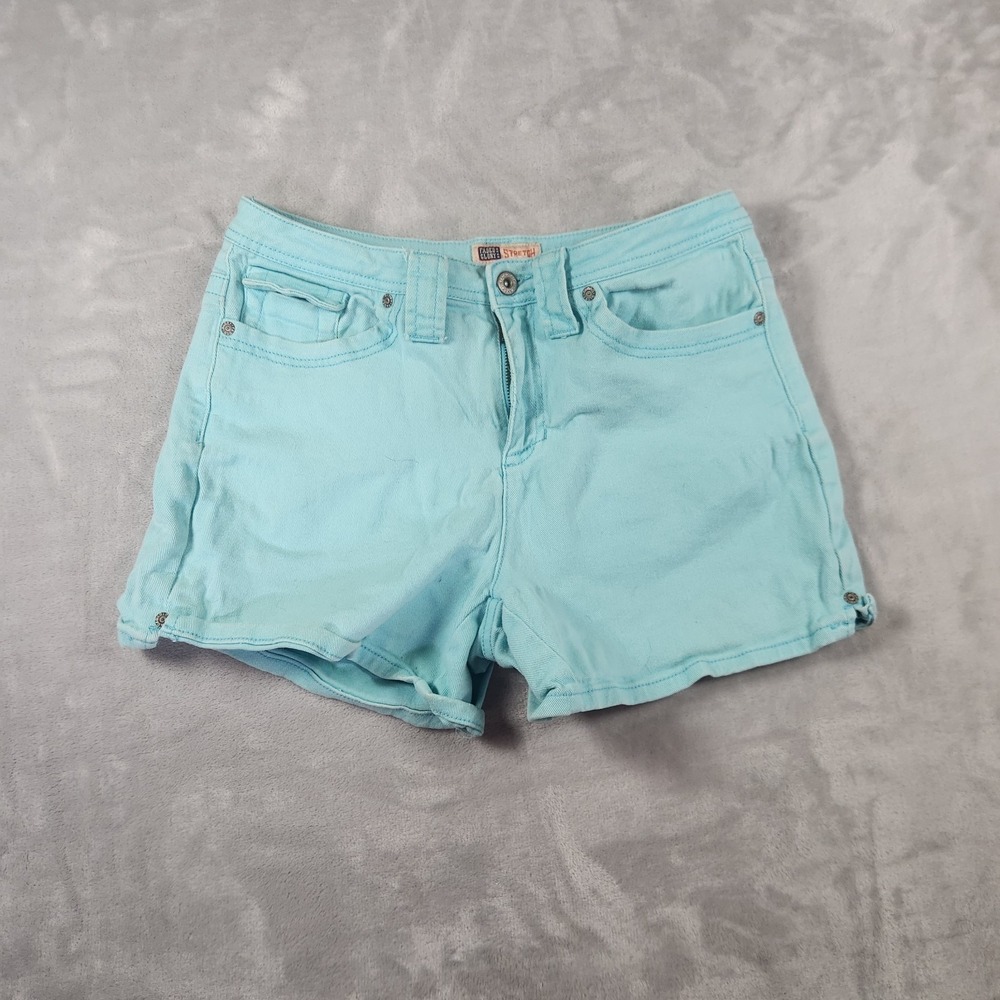 Vintage Faded Glory Women's Teal Cotton Denim Mom Shorts 8 High Rise Retro 90s